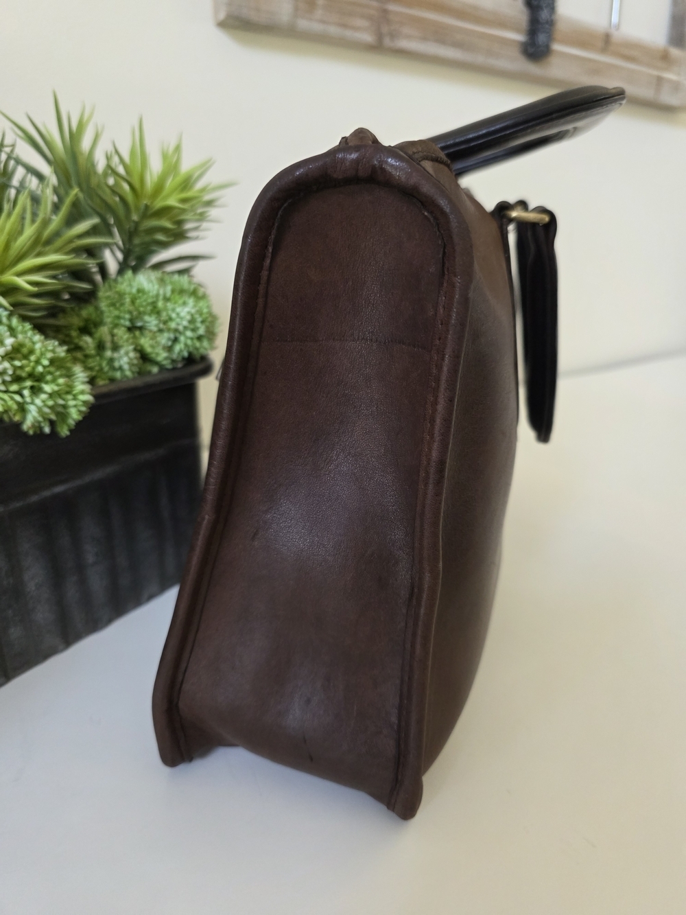 Vintage Coach Slim Satchel NYC Mahogany Glove Tanned Leather Top Handle Brief - Picture 6 of 16